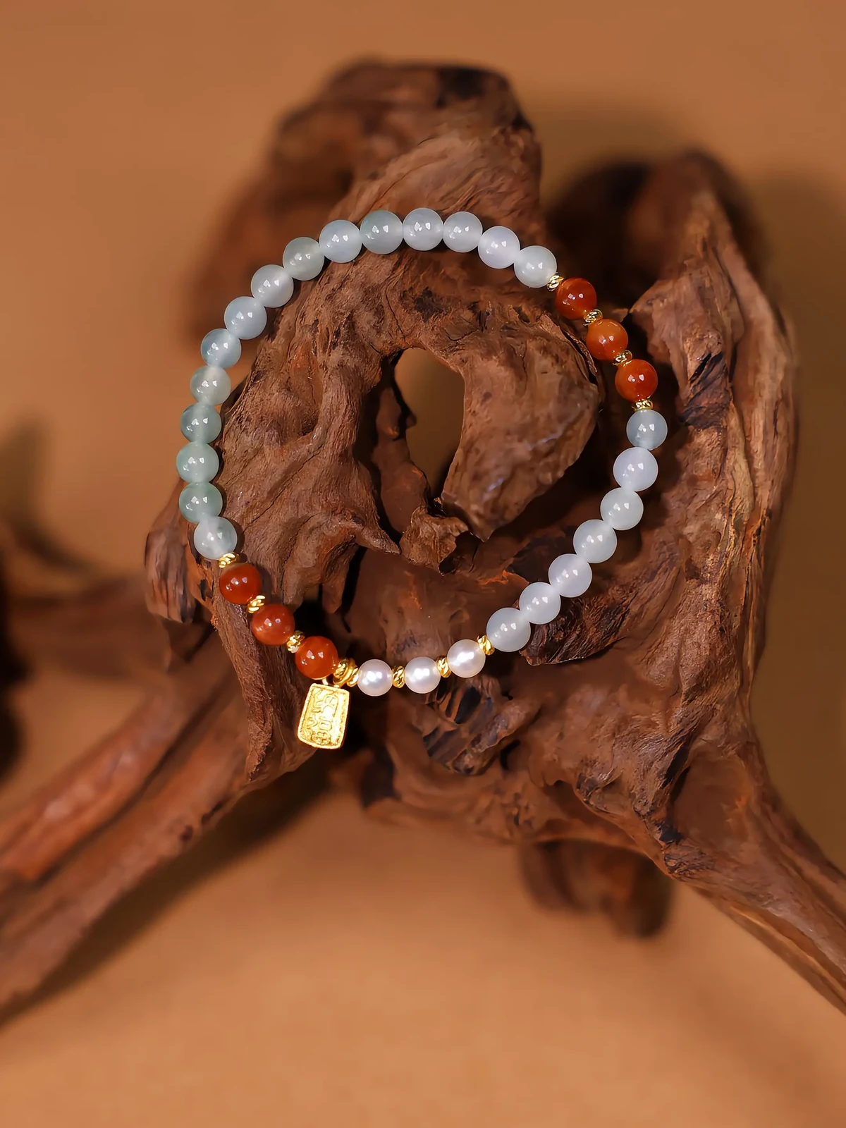 Fuyaoqingcui Natural Jadeite Bead Bracelet